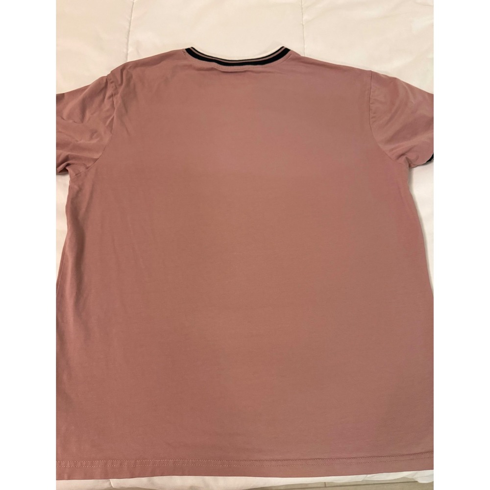 Nick Danger Mens XL Pink Short Sleeve Henley Shirt Striped Trim Cotton Blend - Picture 6 of 9